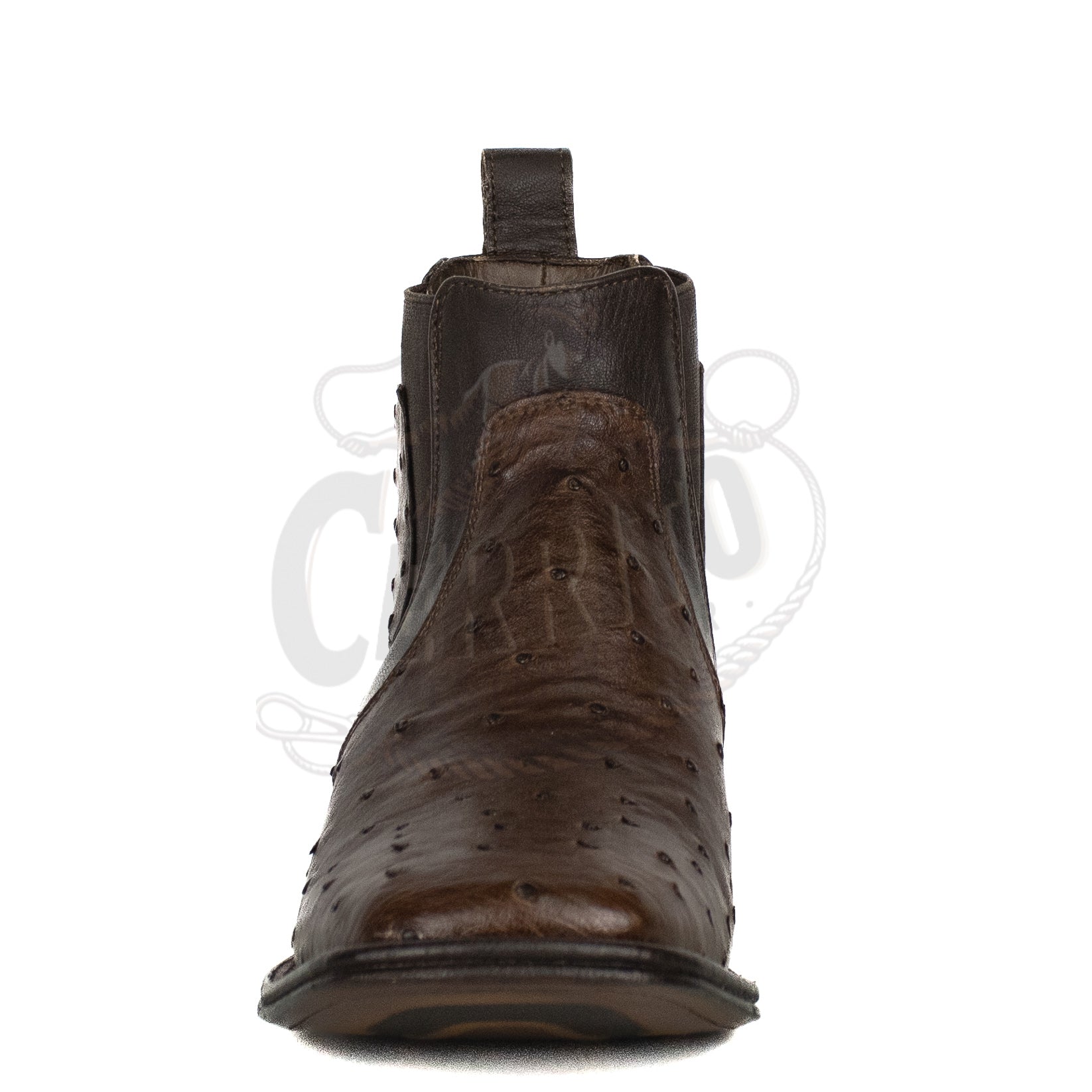 Los Altos Men Ostrich Tabaco 82BV0359 Square Toe Ankle Boot