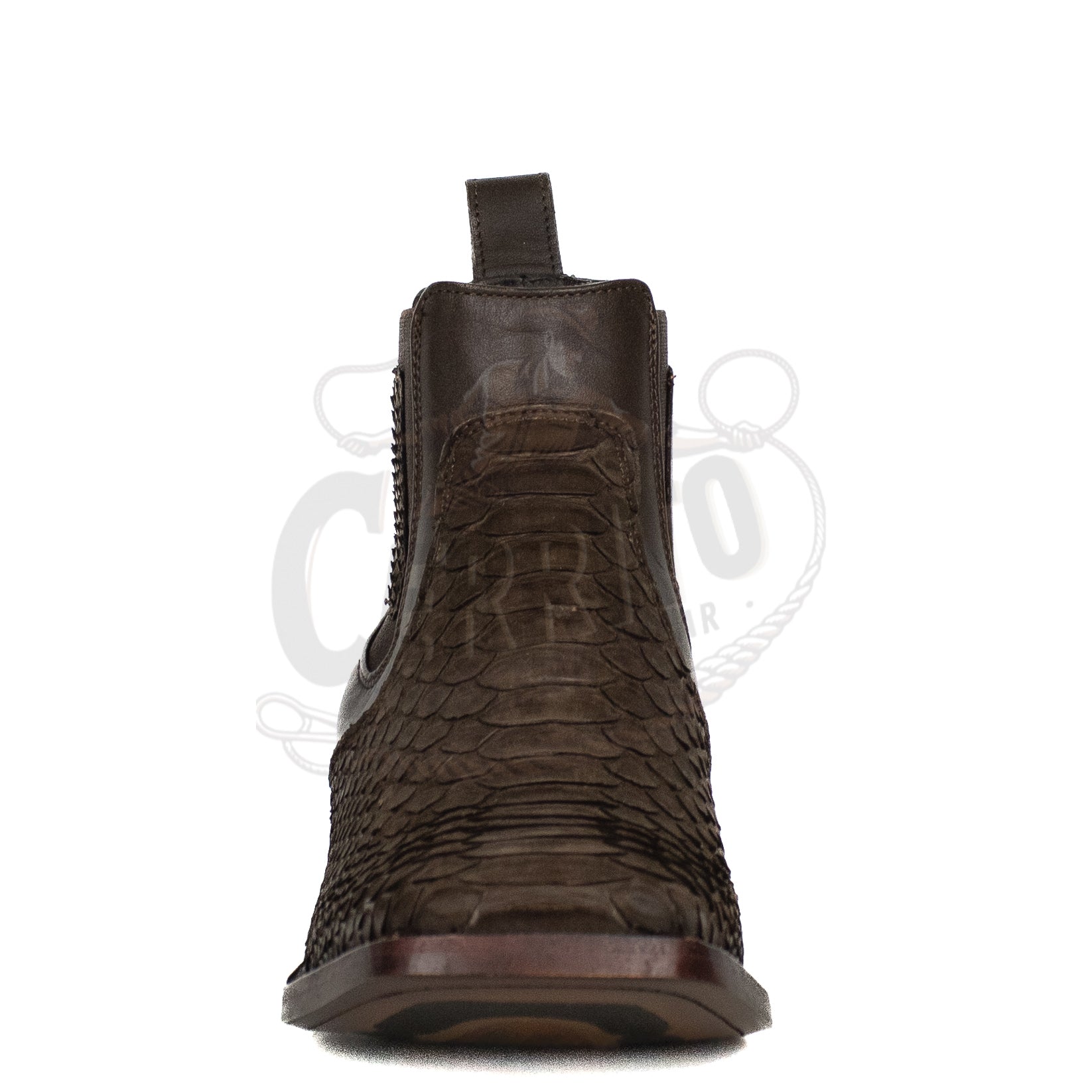 Los Altos Men Python Nobuck Brown 82BVN5707 Square Ankle Boot