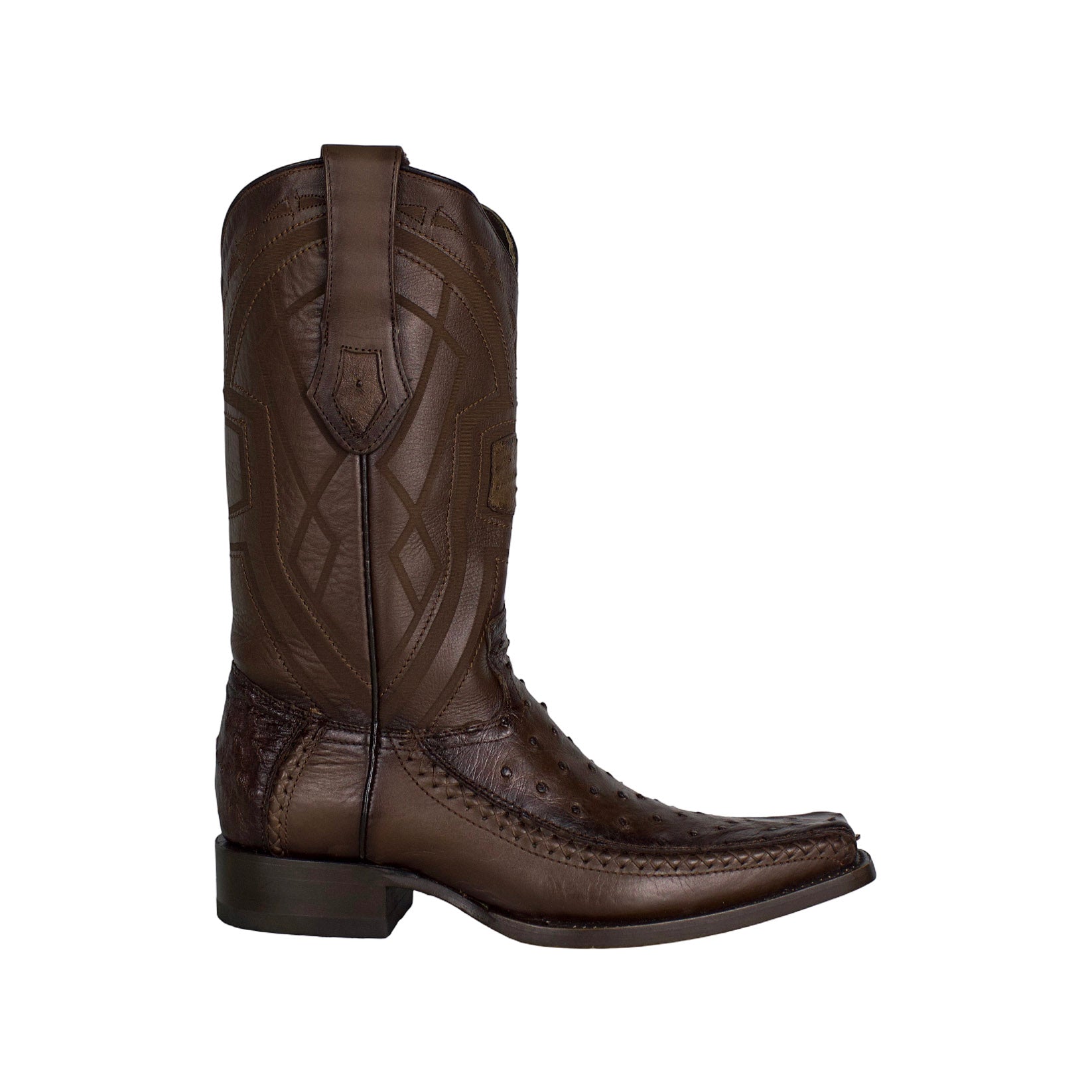 Los Altos Men Ostrich Brown Narrow European Square Toe 77LFI0316 Boot