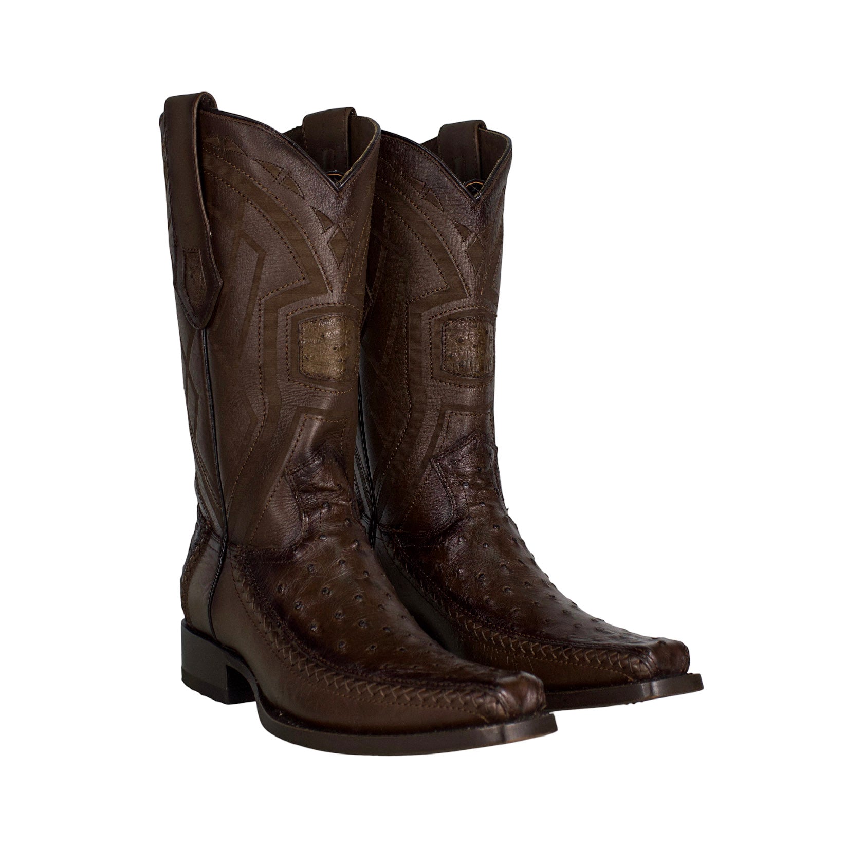 Los Altos Men Ostrich Brown Narrow European Square Toe 77LFI0316 Boot