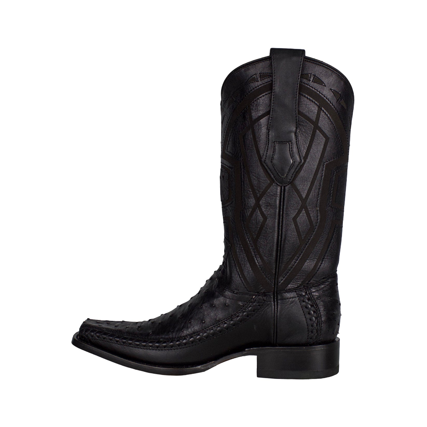 Los Altos Men Ostrich Black Narrow European Square Toe 77LFI0305 Boot