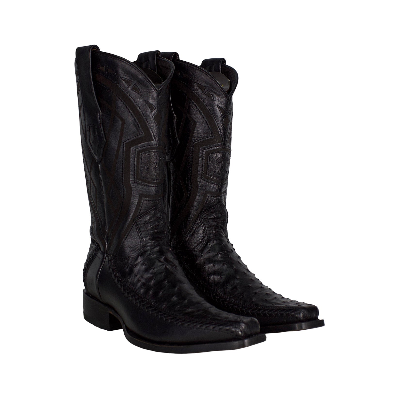 Los Altos Men Ostrich Black Narrow European Square Toe 77LFI0305 Boot