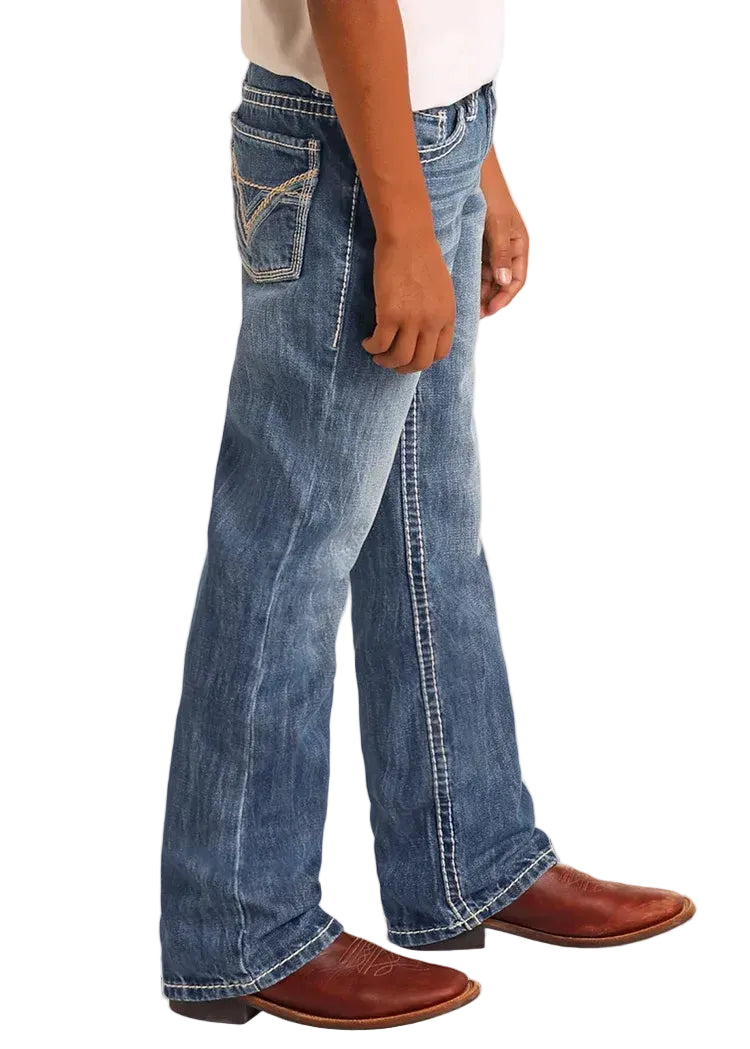 Rock & Roll Kids Regular FitTop-Stitching Bootcut Jeans BB_9576