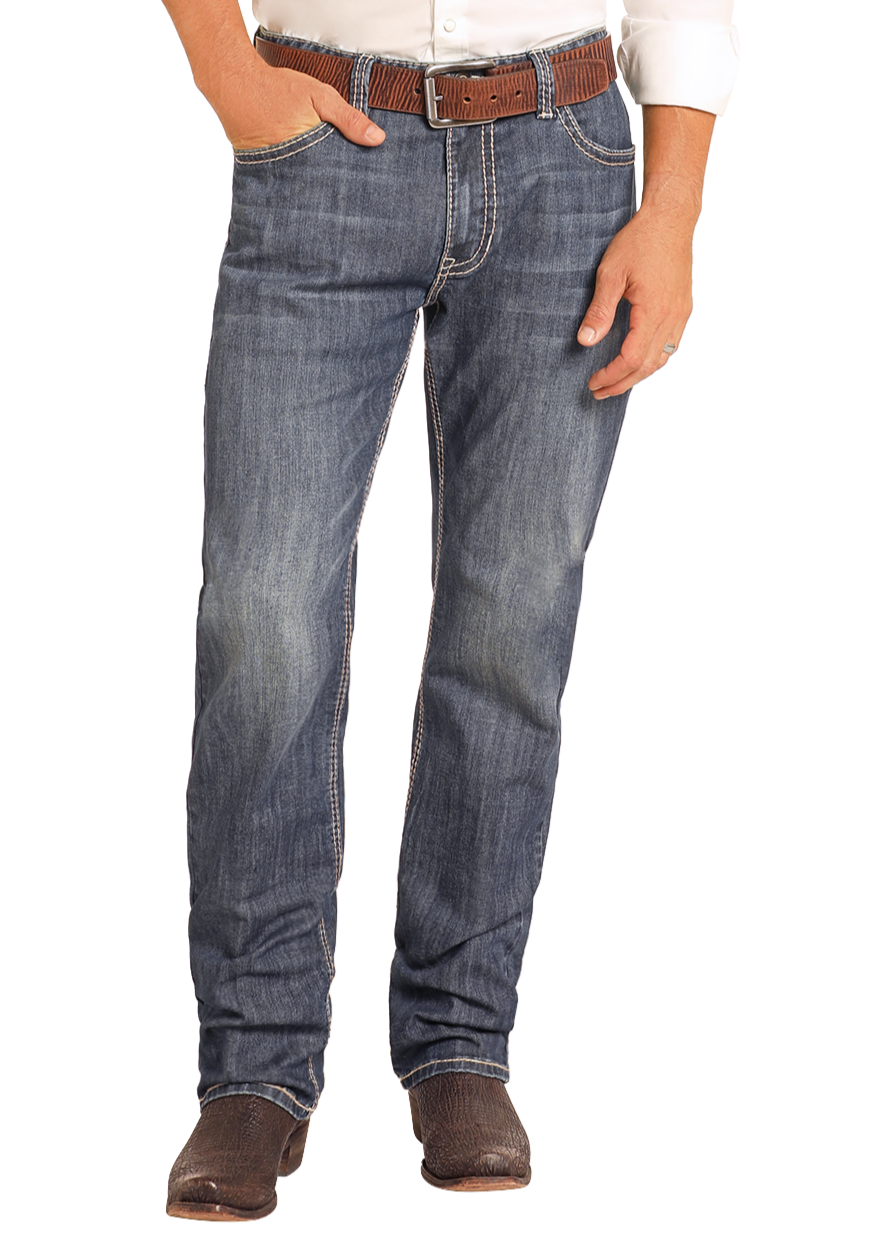 Rock & Roll Men Double Barrel Stackable Bootcut Jeans BMTBD04809