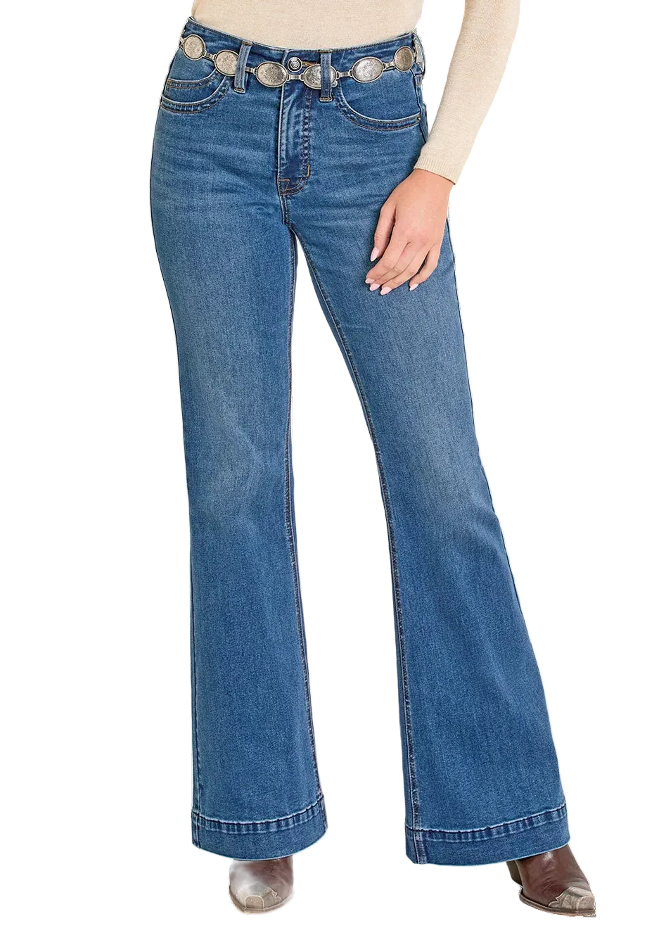 Rock & Roll Women High Rise Raised Boot Stitch Trousers Jeans BW5HD07884