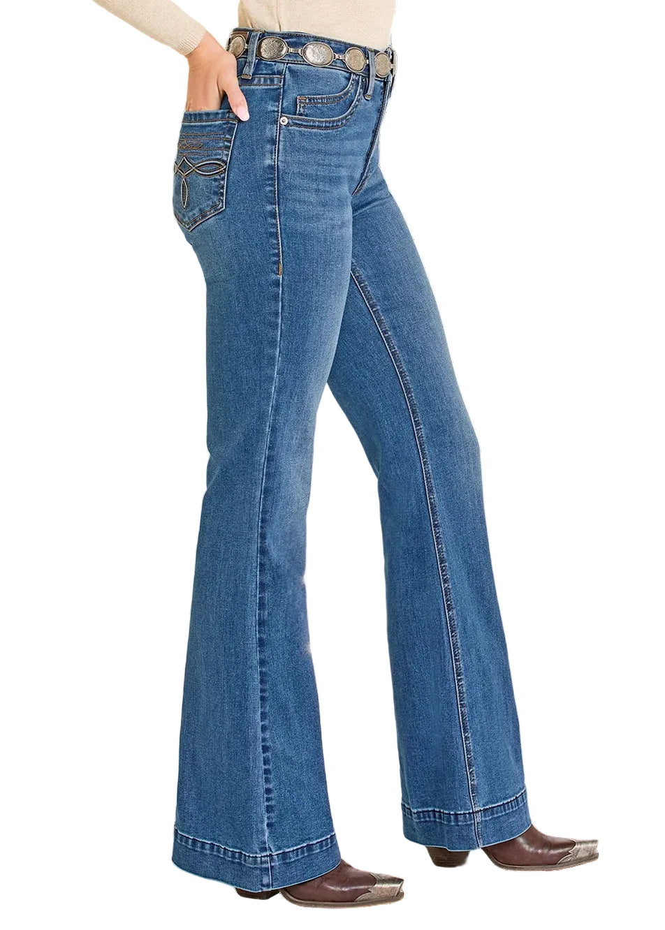 Rock & Roll Women High Rise Raised Boot Stitch Trousers Jeans BW5HD07884