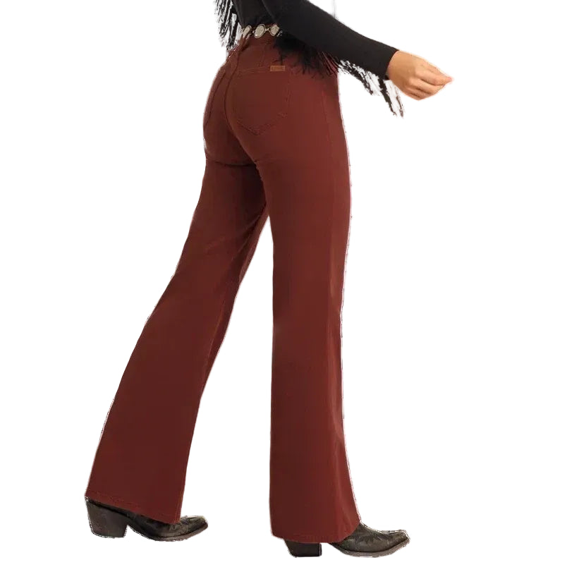 Rock & Roll Women Brick Red Wide Leg Flare Jeans BW8PD05308