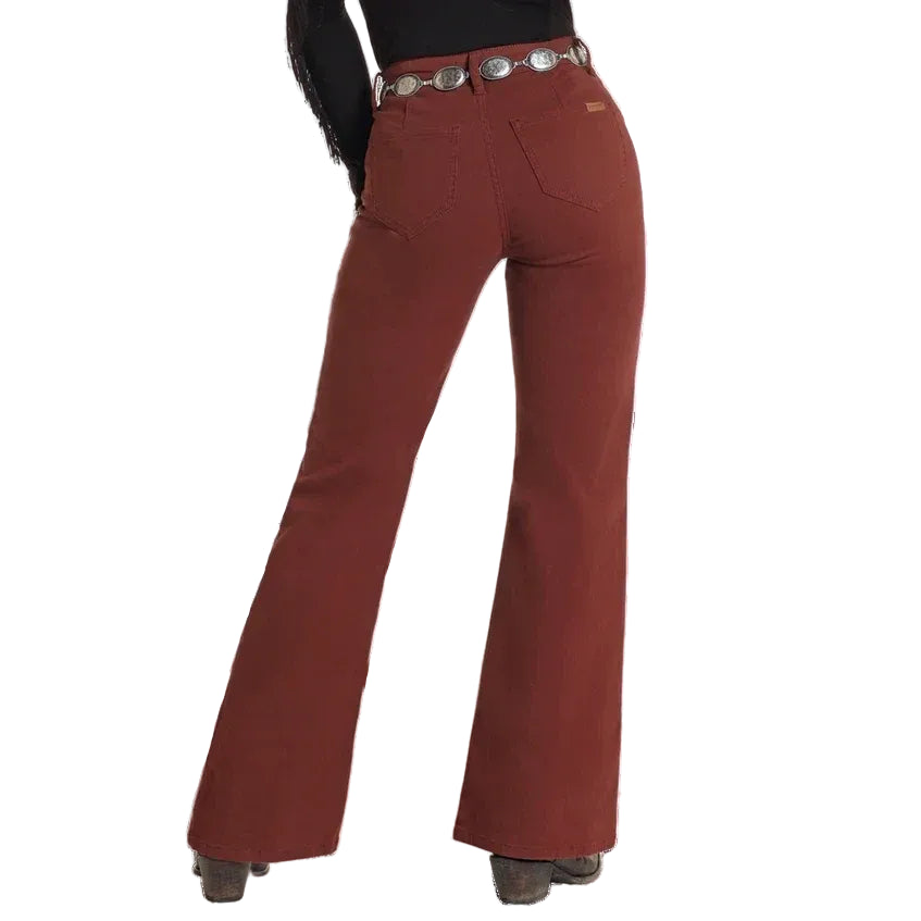 Rock & Roll Women Brick Red Wide Leg Flare Jeans BW8PD05308