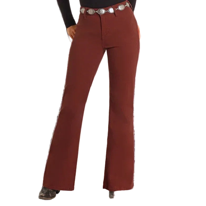 Rock & Roll Women Brick Red Wide Leg Flare Jeans BW8PD05308
