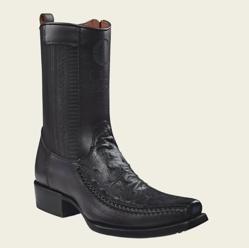 Cuadra MN Ostrich Narrow Square Toe Boot 1J2KA1 Black