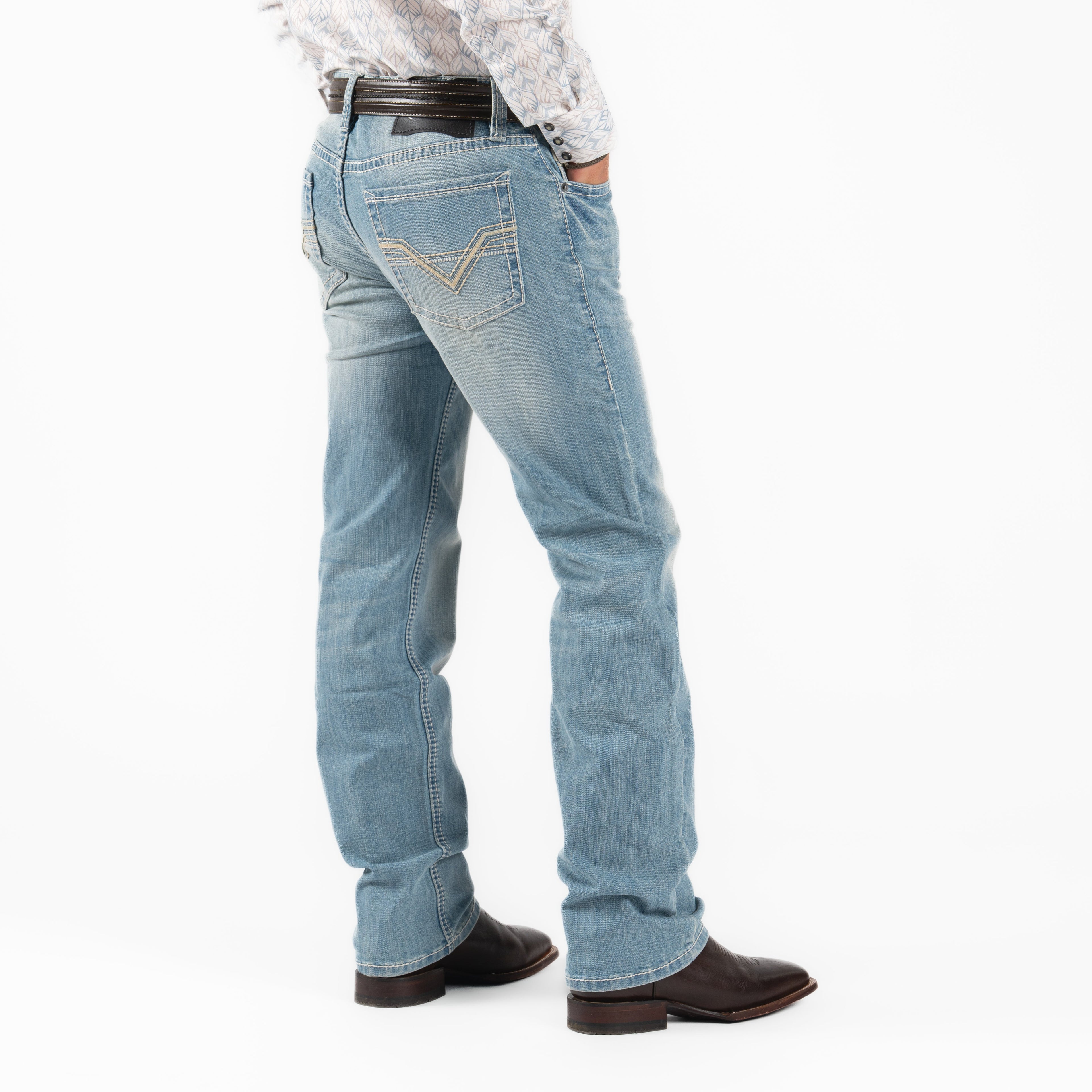 Rock & Roll Men Slim Fit Ladder Stitch Emb Revolver Jeans BM1RD06219
