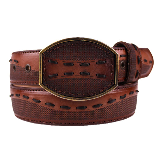 Brown Embroidery Leather Belt