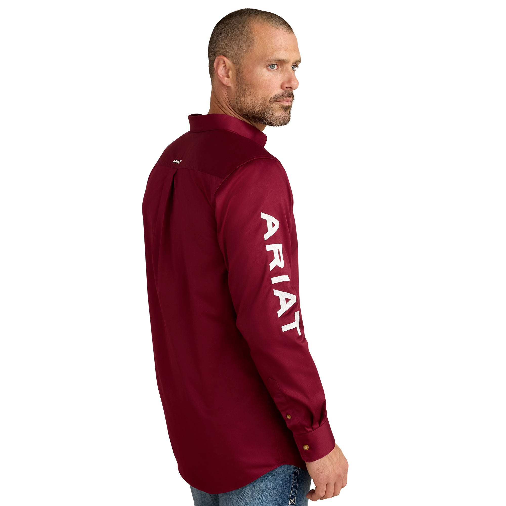 Ariat MN Team Logo Burgundy Fitted Shirt 10034233