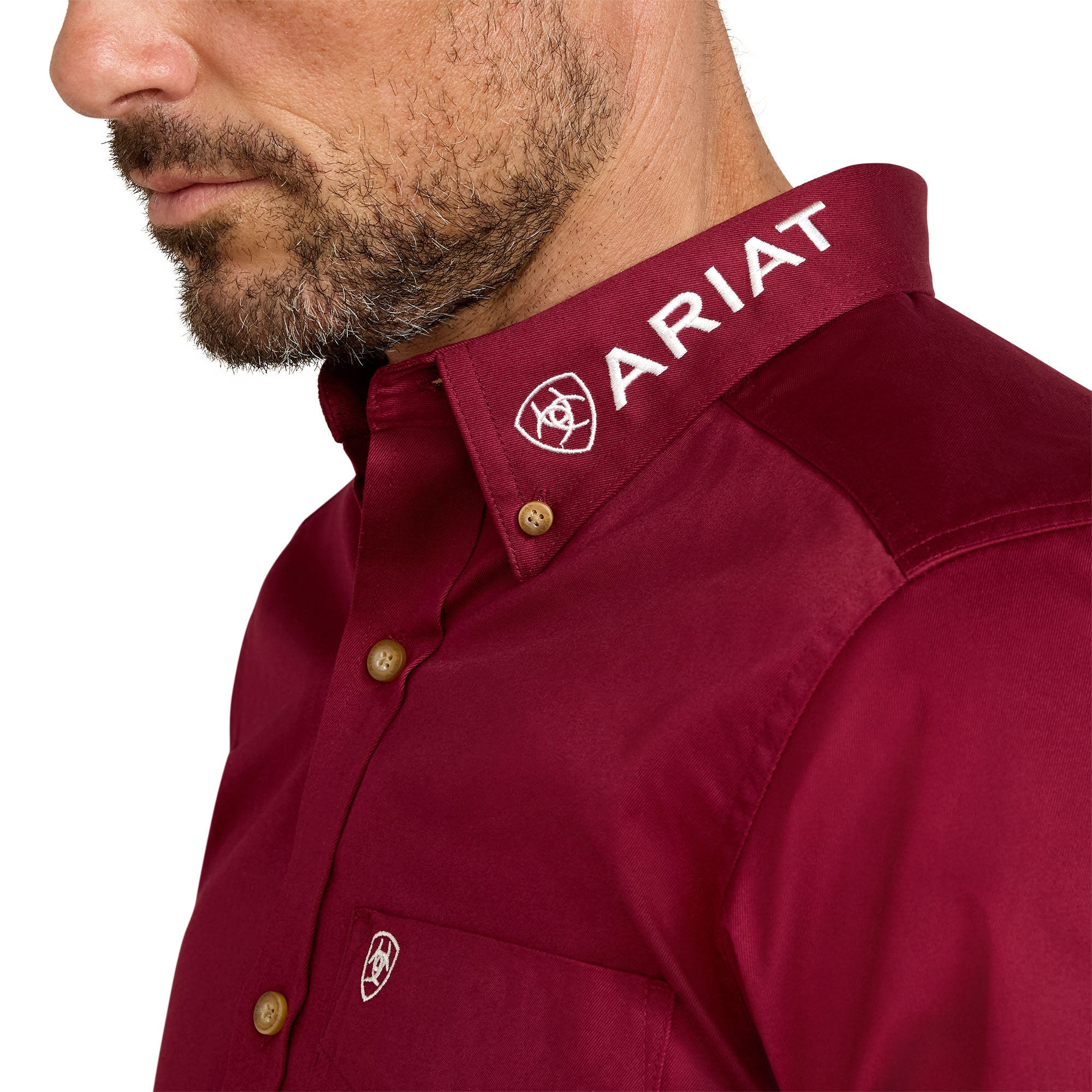 Ariat MN Team Logo Burgundy Fitted Shirt 10034233