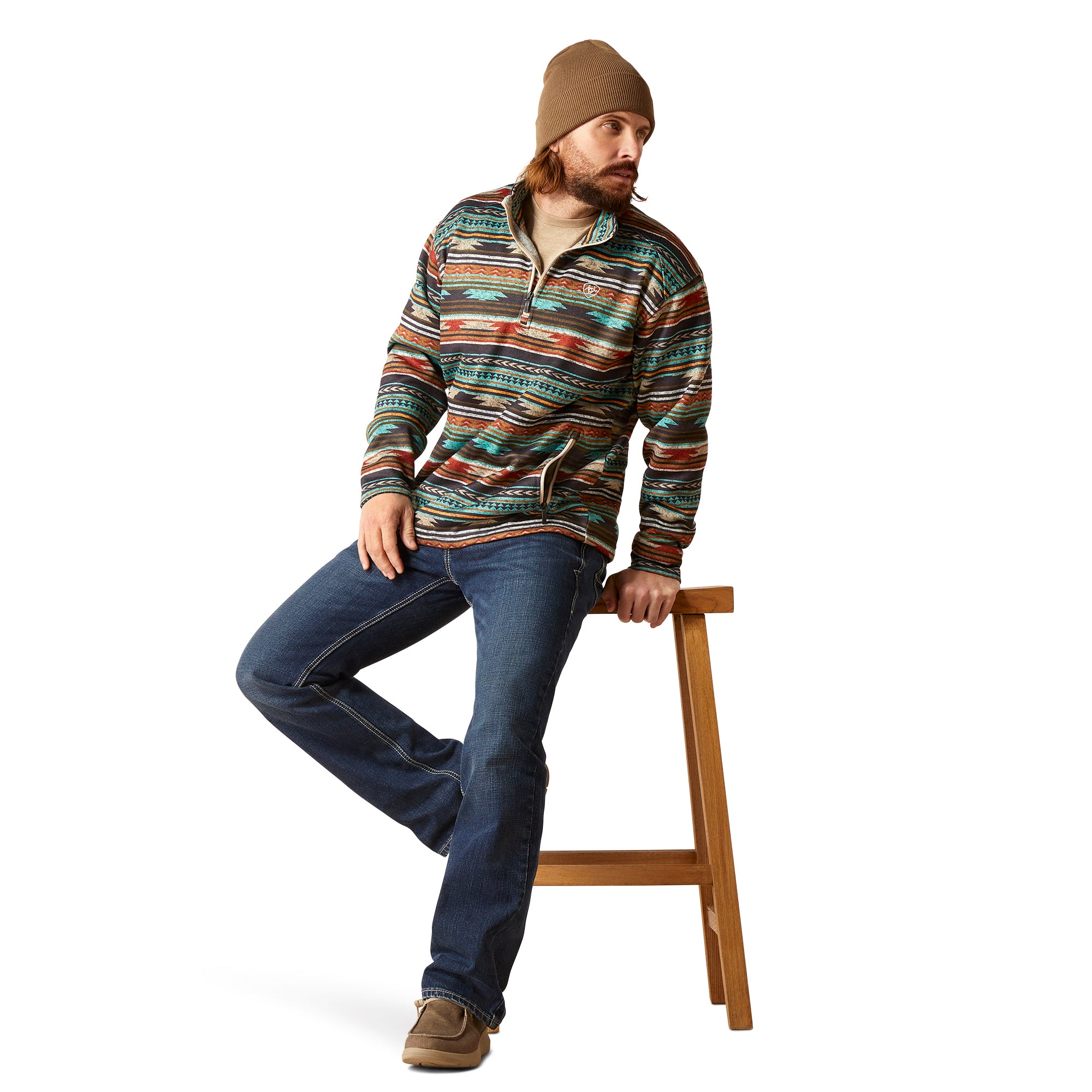 Ariat Men Caldwell 1/4 Zip BIscay Bay Serape 10046668 Sweater