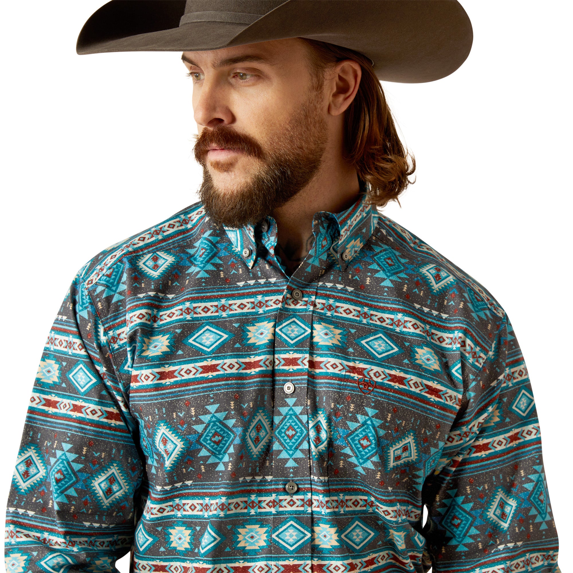 Ariat MN Prestcot Classic Fit Teal Shirt 10053868