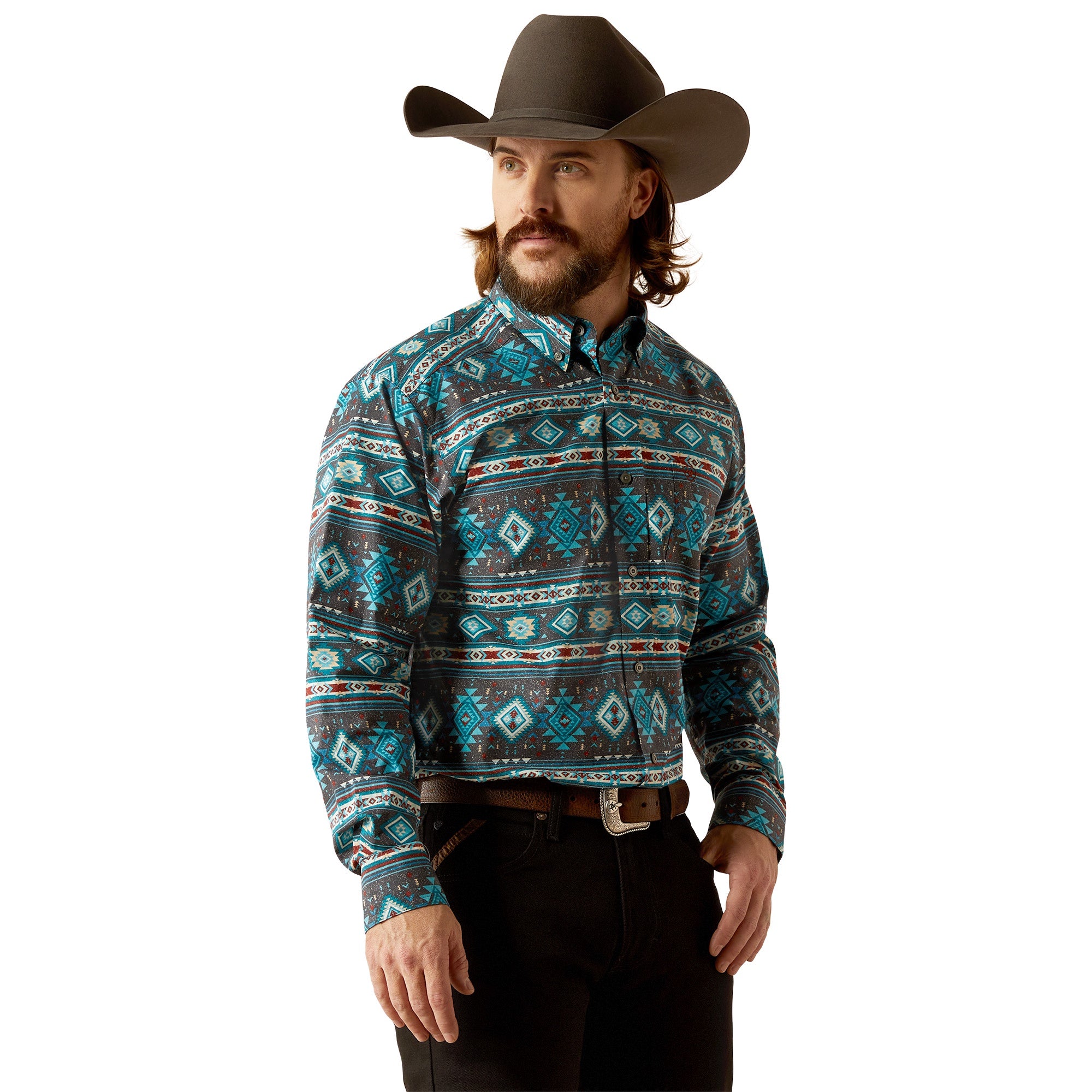 Ariat MN Prestcot Classic Fit Teal Shirt 10053868
