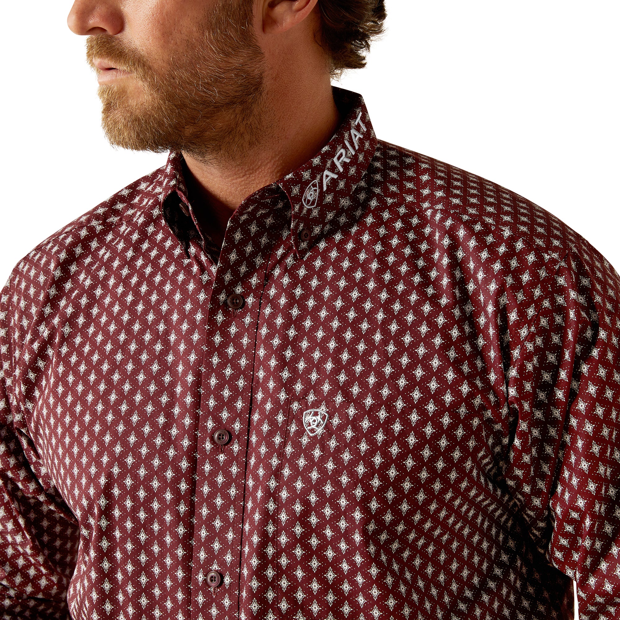 Ariat MN Team Omar Classic Fit Burgundy/White Shirt 10054055