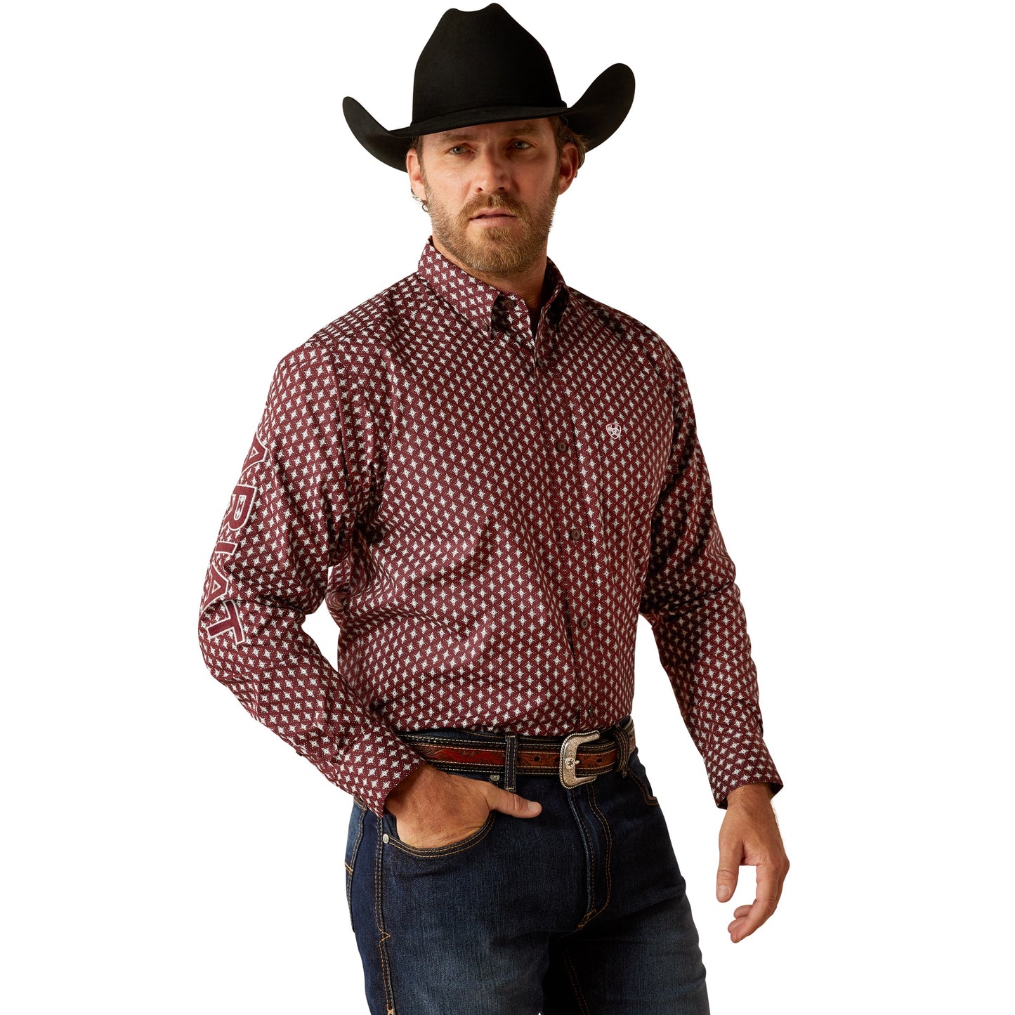 Ariat MN Team Omar Classic Fit Burgundy/White Shirt 10054055