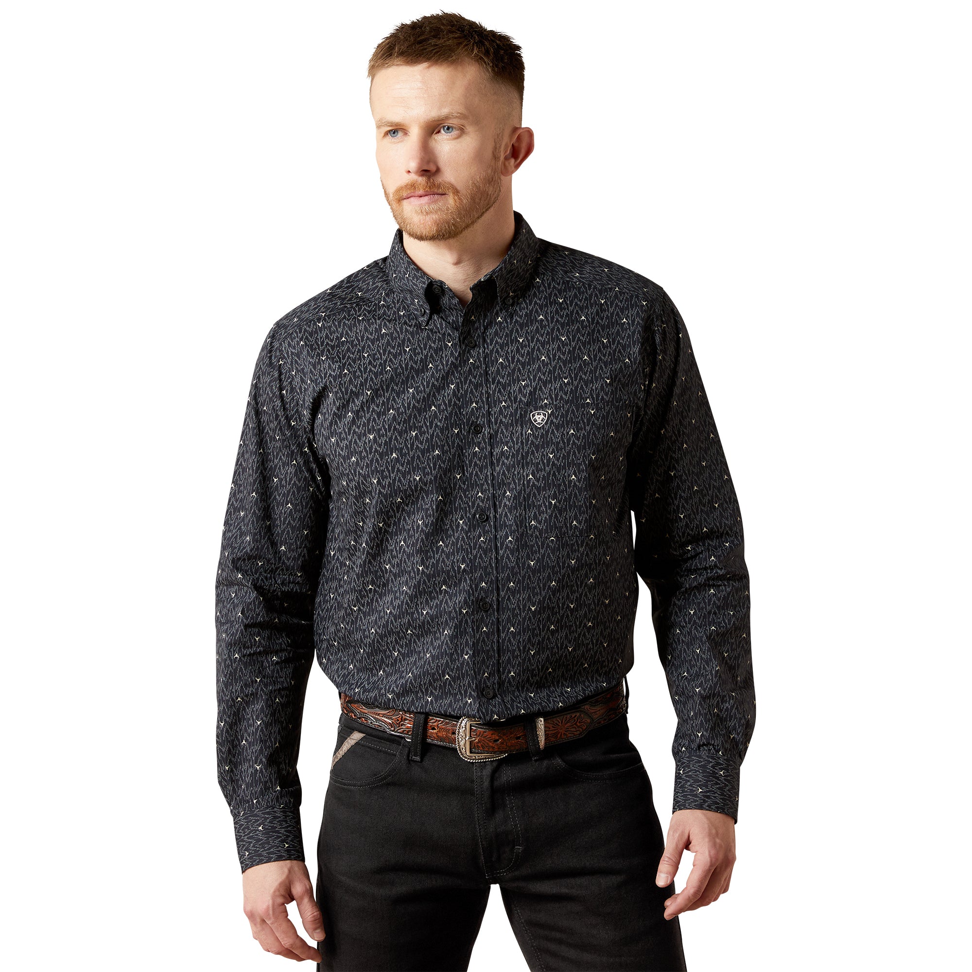 Ariat MN Navy Wheaton Fitted Shirt 10065964