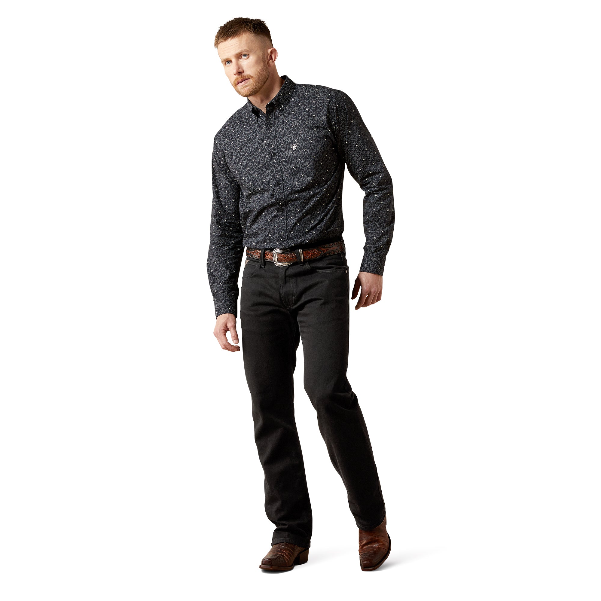 Ariat MN Navy Wheaton Fitted Shirt 10065964