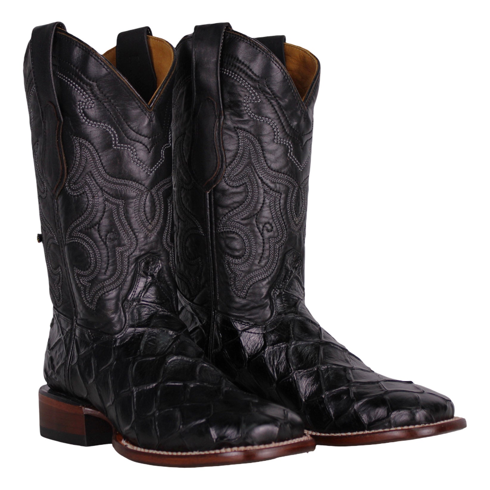 Cerrito MN Print Pirarucu Square Toe Boot ISB309C Black
