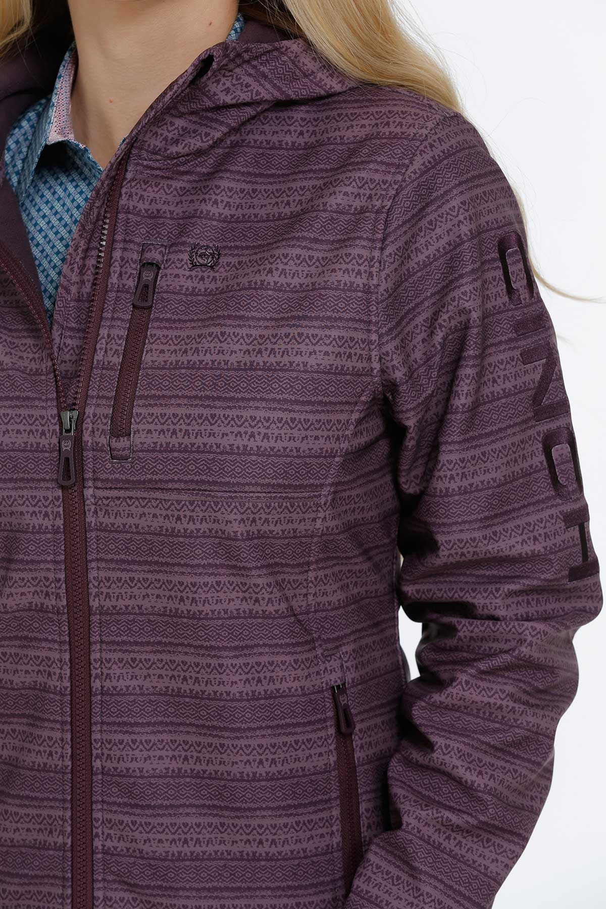 Cinch Women Bonded Hooded Purple Striped Jacket MAJ9837002