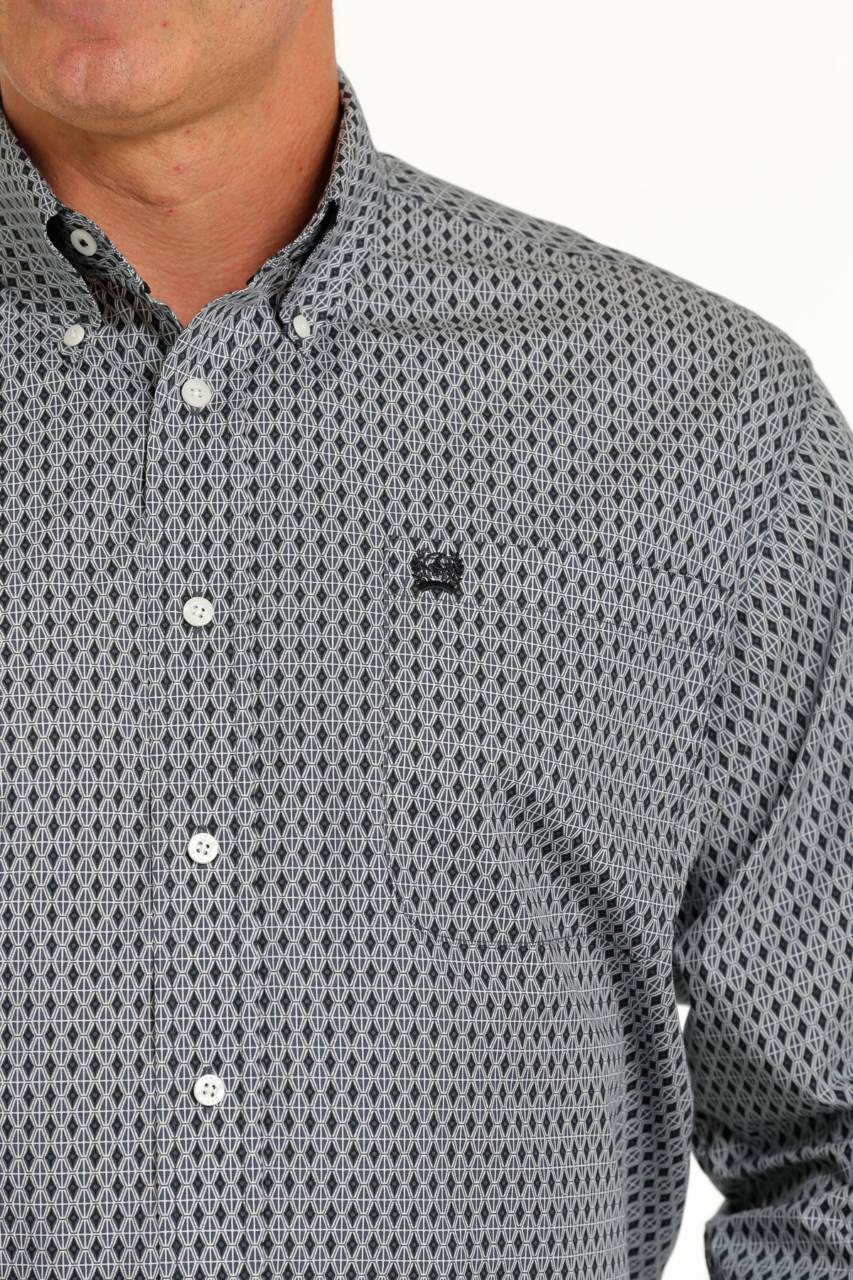 Cinch MN Geometric Print Gray/Cream MTW1105518 Shirt