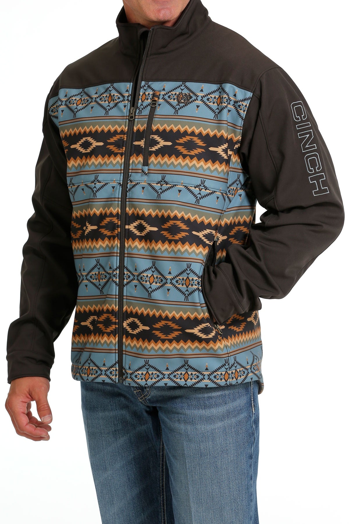 Cinch MN Brown Aztec MWJ1583004 Print Bonded Jacket
