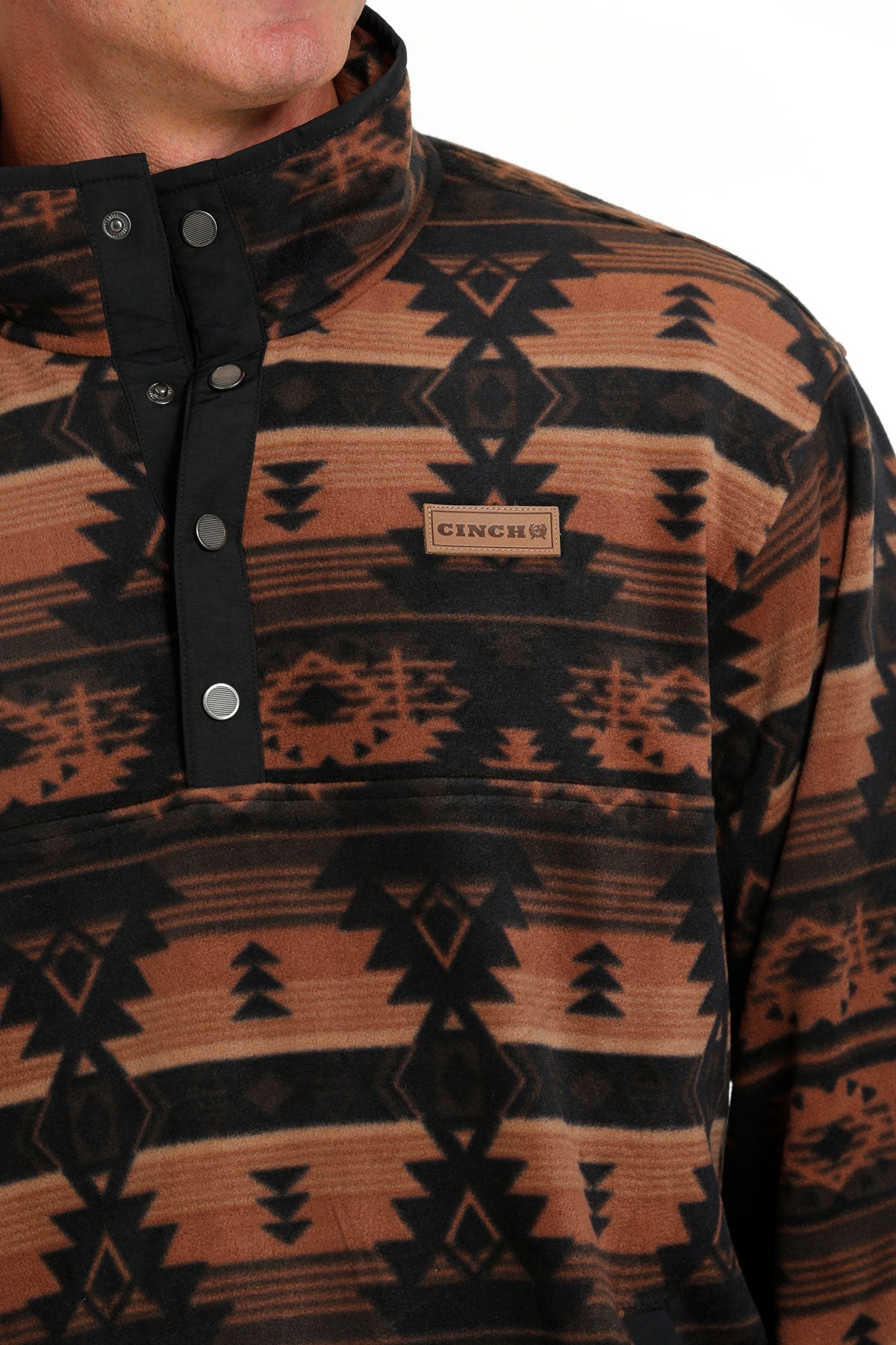 Cinch MN Black Aztec MWK1514018 Print Polar Fleece Pullover