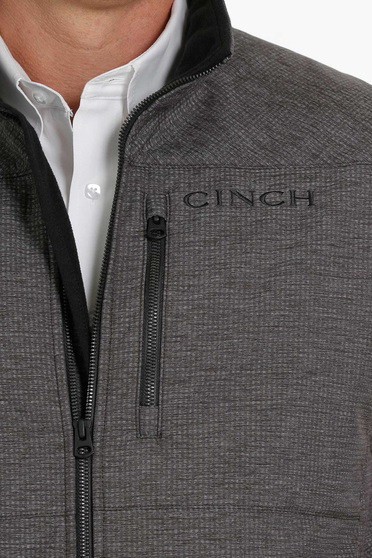 Cinch Men Logo Texture Bonded Charcoal Vest MWV1515011