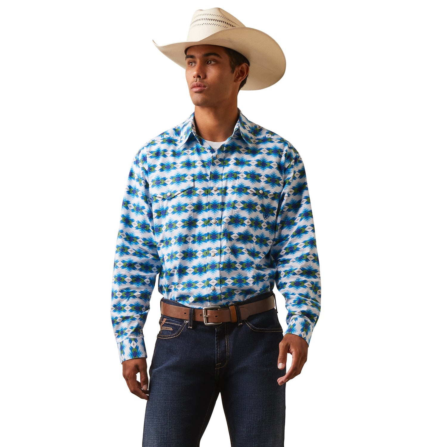 Ariat MN White/Blue Shirt 10043793