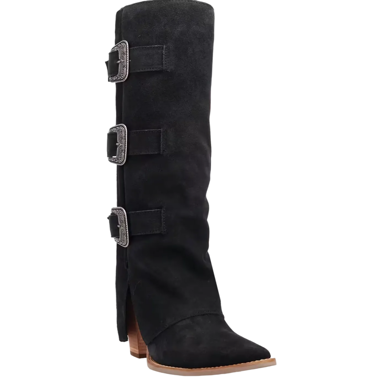 Dingo Womens Suede Cuffed DI2345 Black Boot