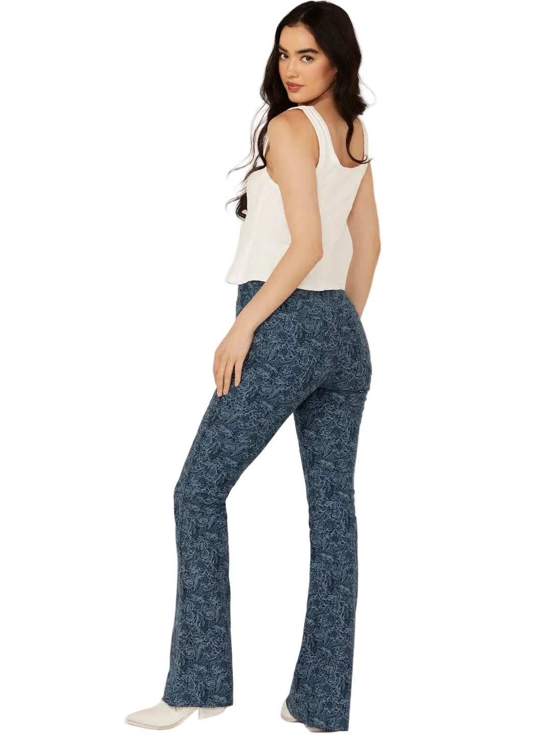 Rock & Roll Women Reversible Floral Button Flare Jeans BW6PD04748