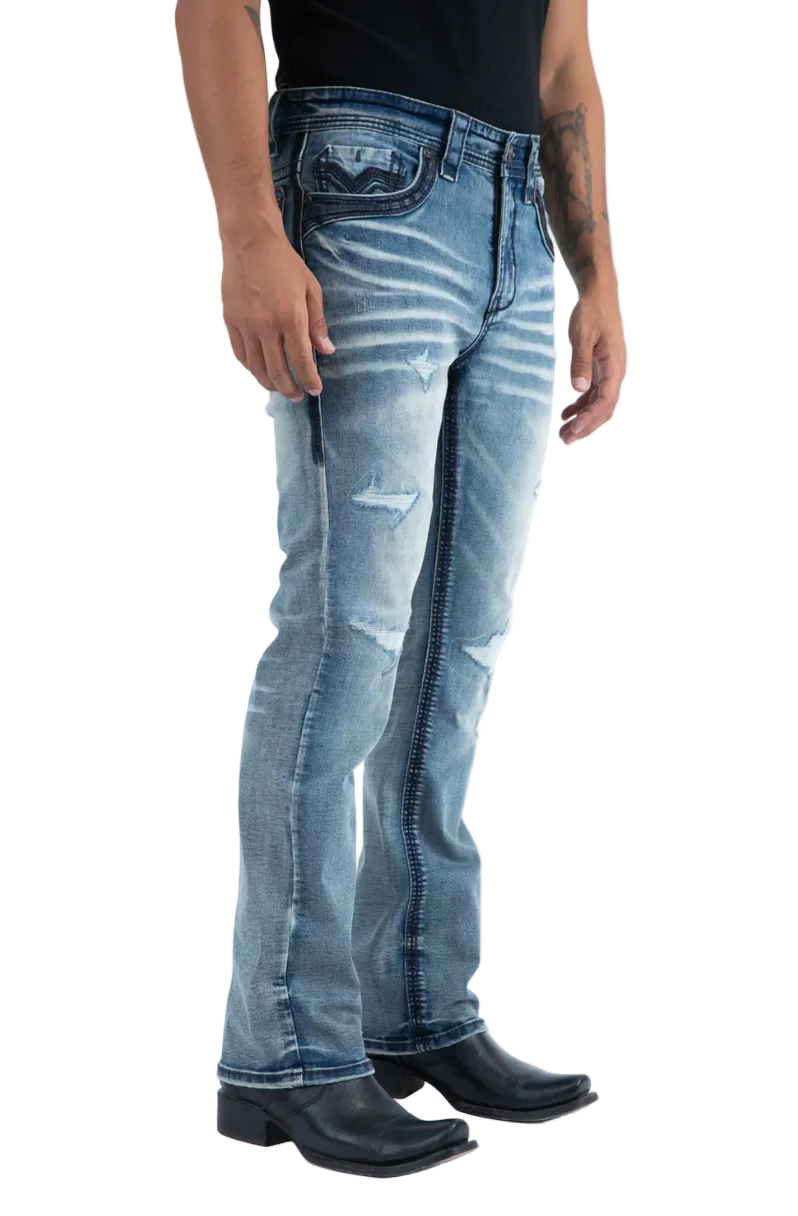 Platini Men Holt Distressed Bootcut Jean PHD11110