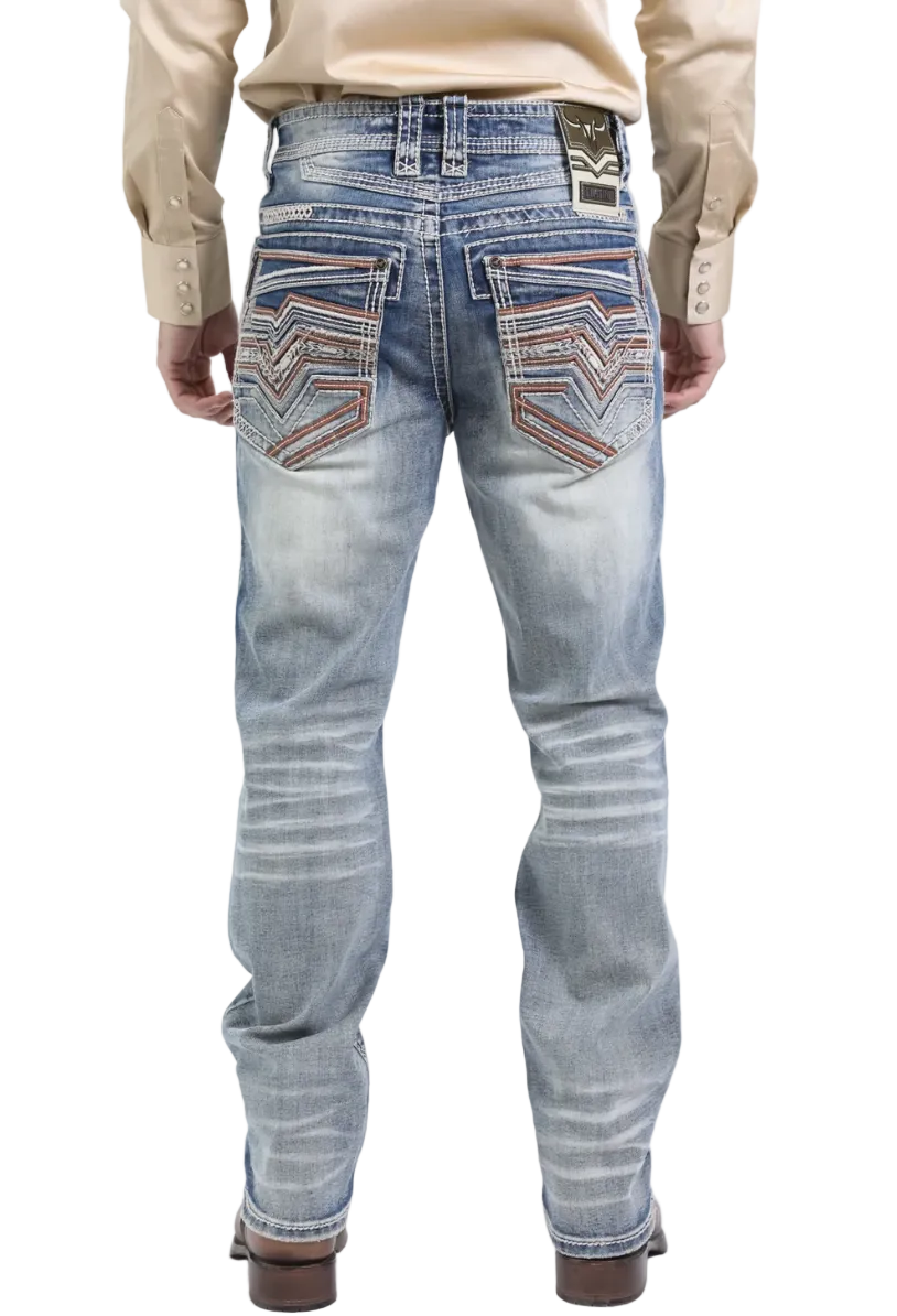 Platini Men Holt Ridge Chevron Slim Boot Cut Jeans PHD10767