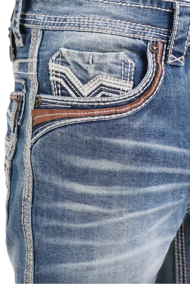 Platini Men Holt Ridge Chevron Slim Boot Cut Jeans PHD10767