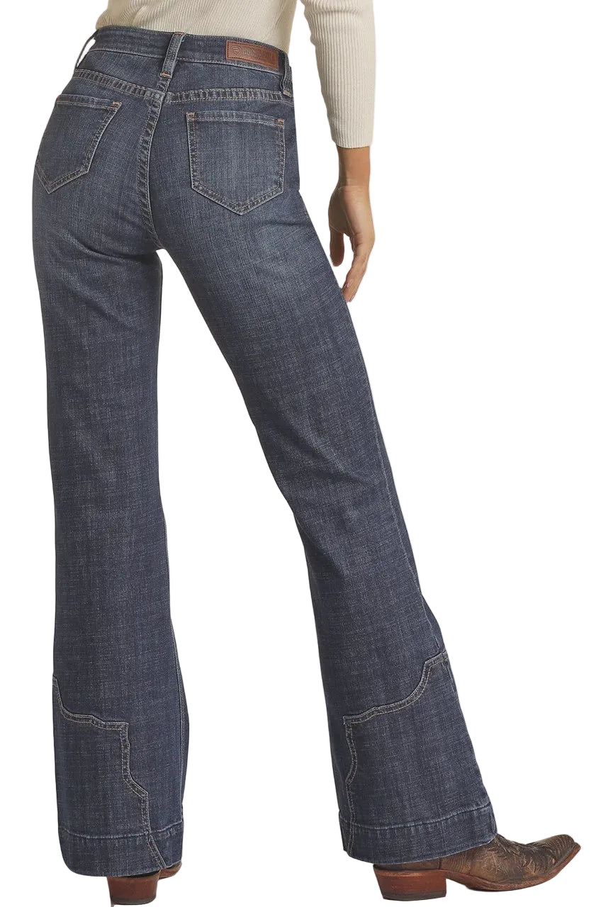Rock & Roll Women High Rise Western Yoke Trousers Jeans RRWD5HR0GR