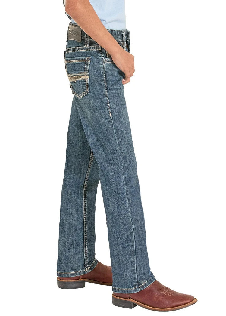 Rock & Roll Kids Slim Fit Ladder Stitch Pocket Straight Leg Jeans BB1RD08622