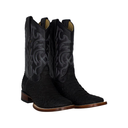 Los Altos Men Python Nobuck Black 822N5705 Square Toe Boot