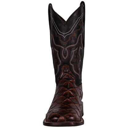 Cerrito Men Print Pirarucu Cafe ISB310C Square Toe Boot