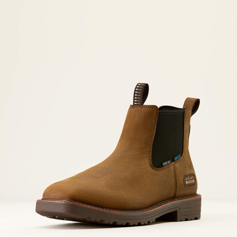 Ariat Men Activator Chelsea Waterproof Wide Square Toe Steel Toe Work Ankle Boot 10074284