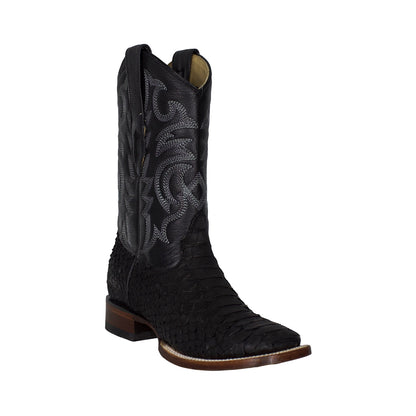 Los Altos Men Python Nobuck Black 822N5705 Square Toe Boot