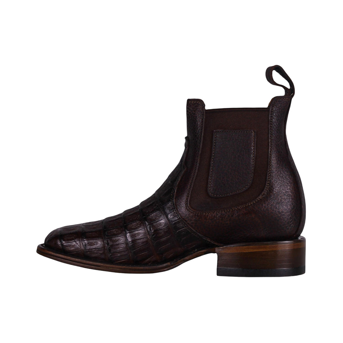 Cerrito Men Caiman Square Toe Ankle Boot IST098C Brown