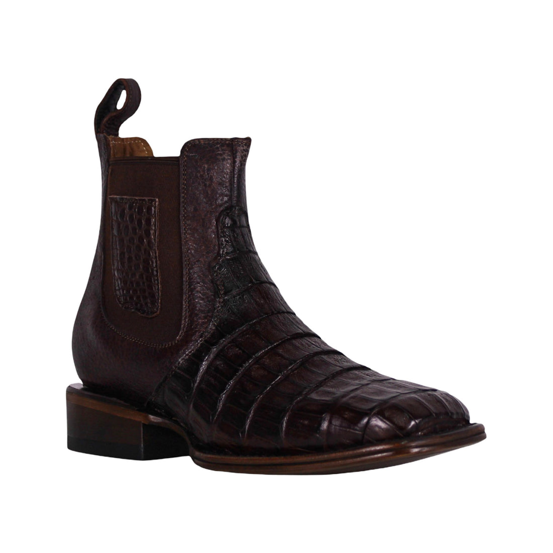 Cerrito Men Caiman Square Toe Ankle Boot IST098C Brown
