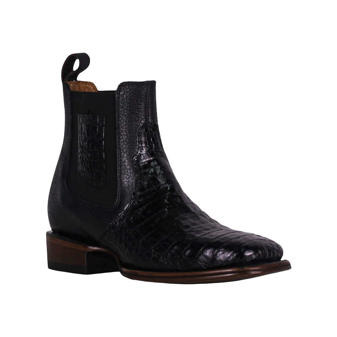 Cerrito Men Caiman Square Toe Ankle Boot IST097C Black