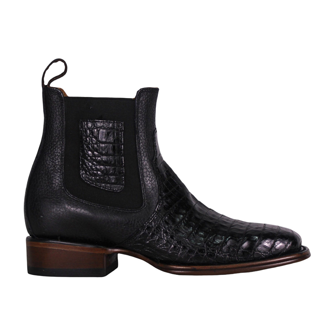 Cerrito Men Caiman Square Toe Ankle Boot IST097C Black