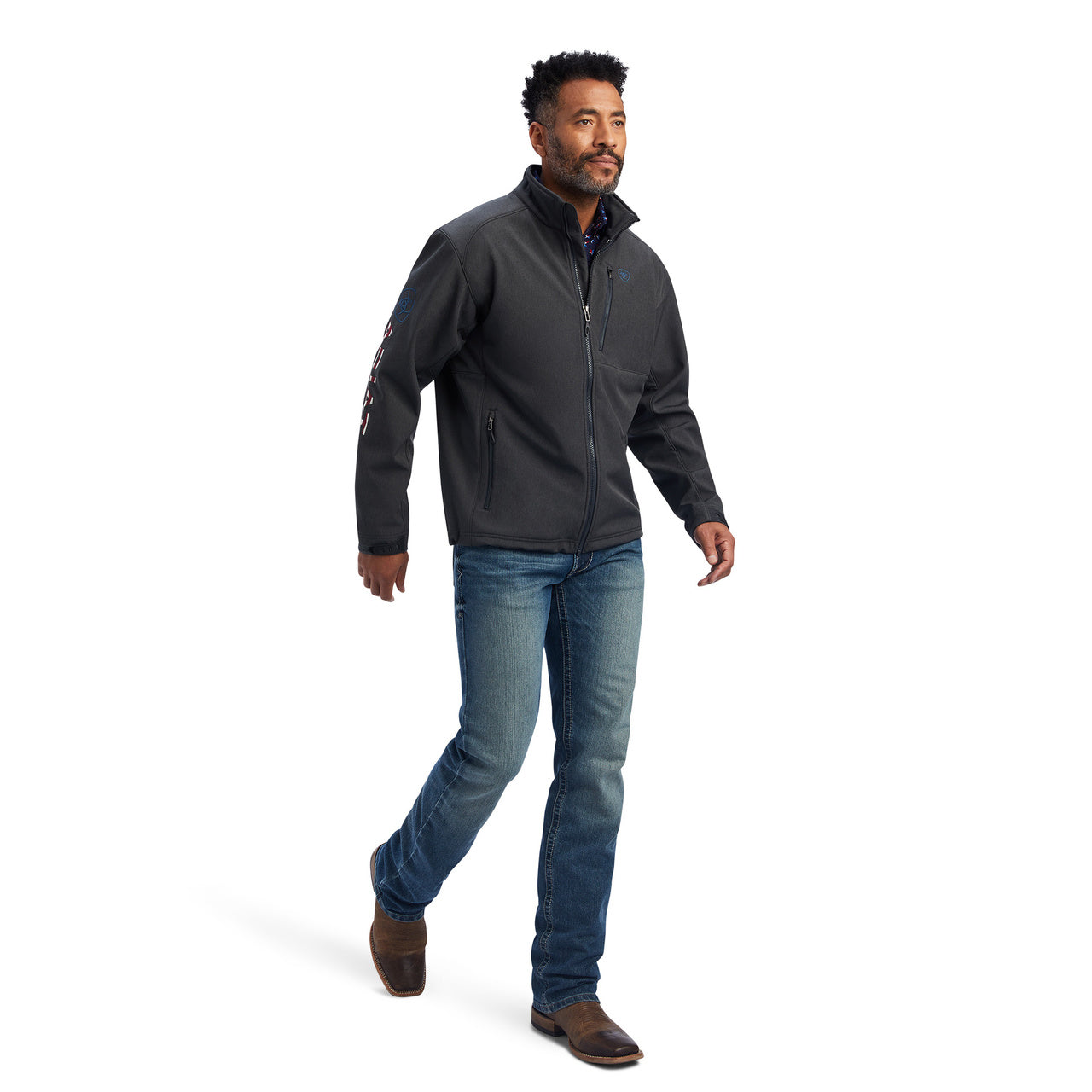 Ariat Men Logo 2.0 Patriot Charcoal Softshell 10041439 Jacket