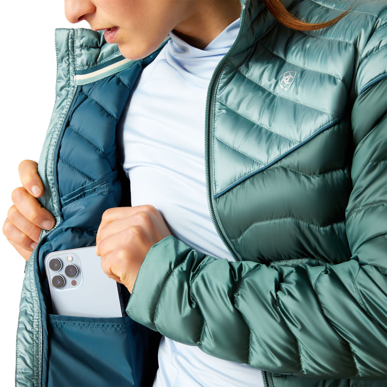 Ariat Women Ideal Down Iridescent Artic Silver 10046181 Jacket