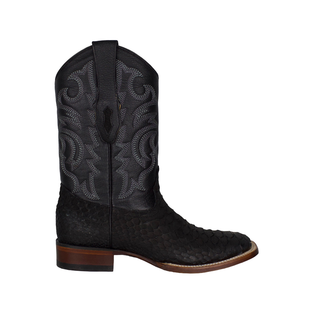 Los Altos Men Python Nobuck Black 822N5705 Square Toe Boot